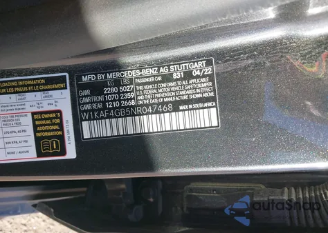 2022 Mercedes-Benz C 300 Sedan из США, поврежденный, VIN W1KAF4GB5NR047468